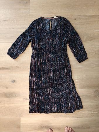 White Stuff Kleid Abstrakt Blau Braun, Gr. 38 (UK10)