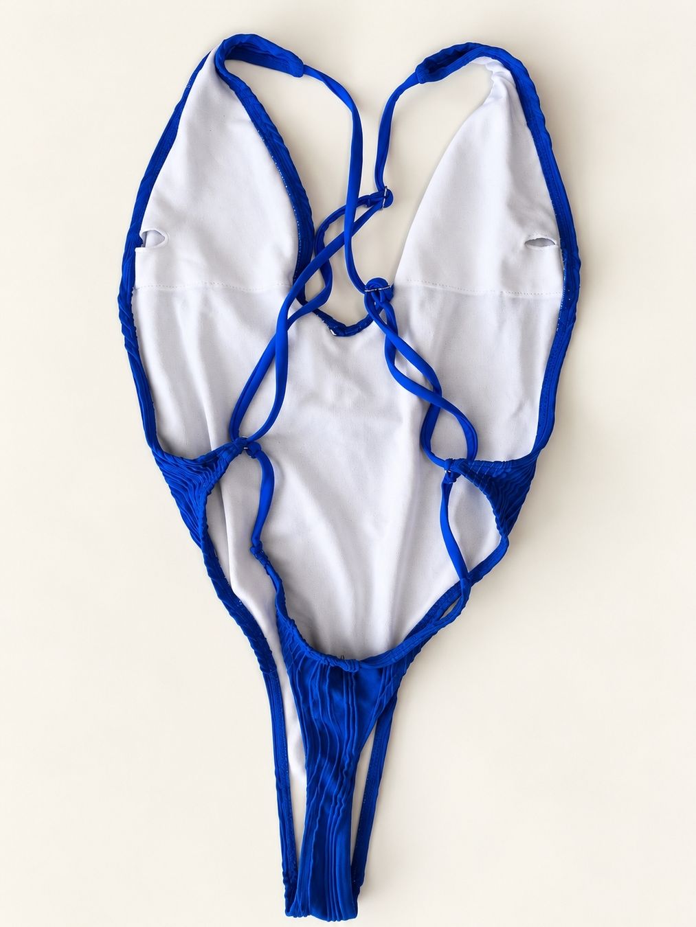 Badekleider & Bikinis: Blauer Badeanzug mit geripptem Stoff und Cut-outs – Gebraucht aus Bischofszell von kam_8t78 1