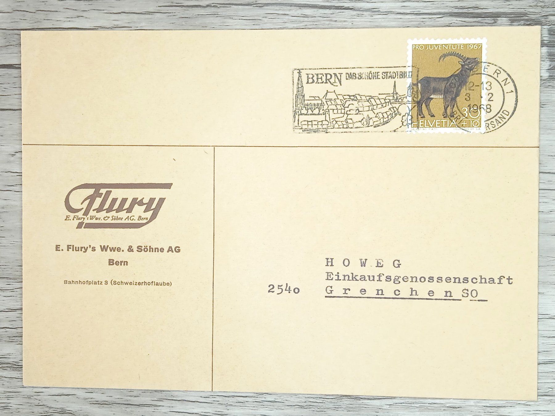 Tutti i francobolli: TR17 Enveloppe + Timbre Suisse 1968 – Usato da Cousset venduto da Patrick_Collections