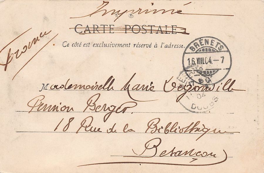 Cartes postales: Les Brenets, la Place, circulée 1904 – D'occasion à Frauenfeld par POML 1