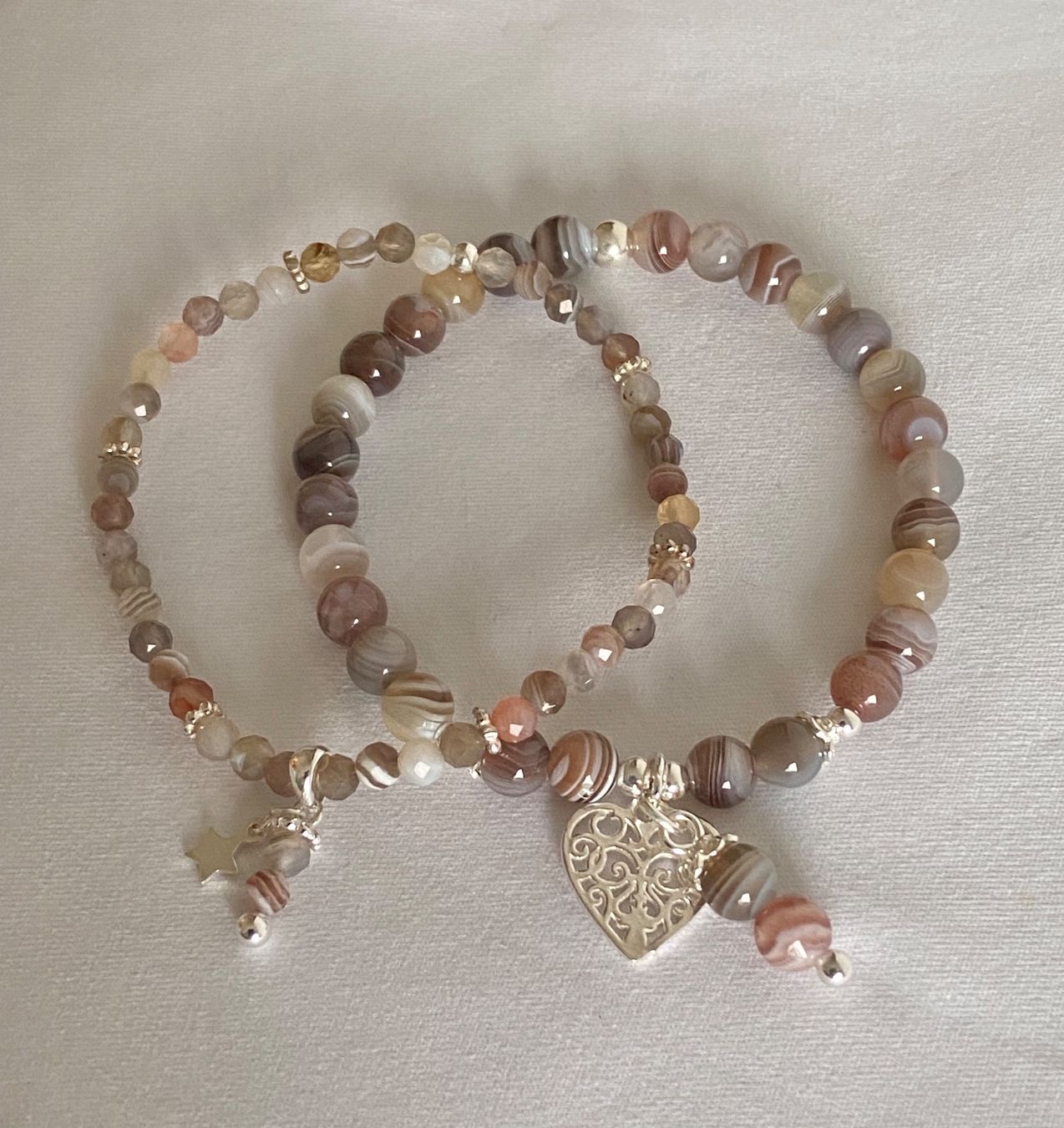 Bracciali & Braccialetti: Edelstein Armband Botswana Achat mit Silber auf Mass – Nuovo e nell'imballaggio originale da Zuzwil SG venduto da Lemliskat 5