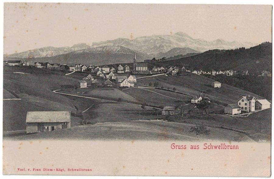 Cartoline postali: Gruss aus Schwellbrunn, geschätzt 1920 – Usato da Frauenfeld venduto da POML