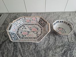 Schale mit Blumen und Vögeln, 2-teilig