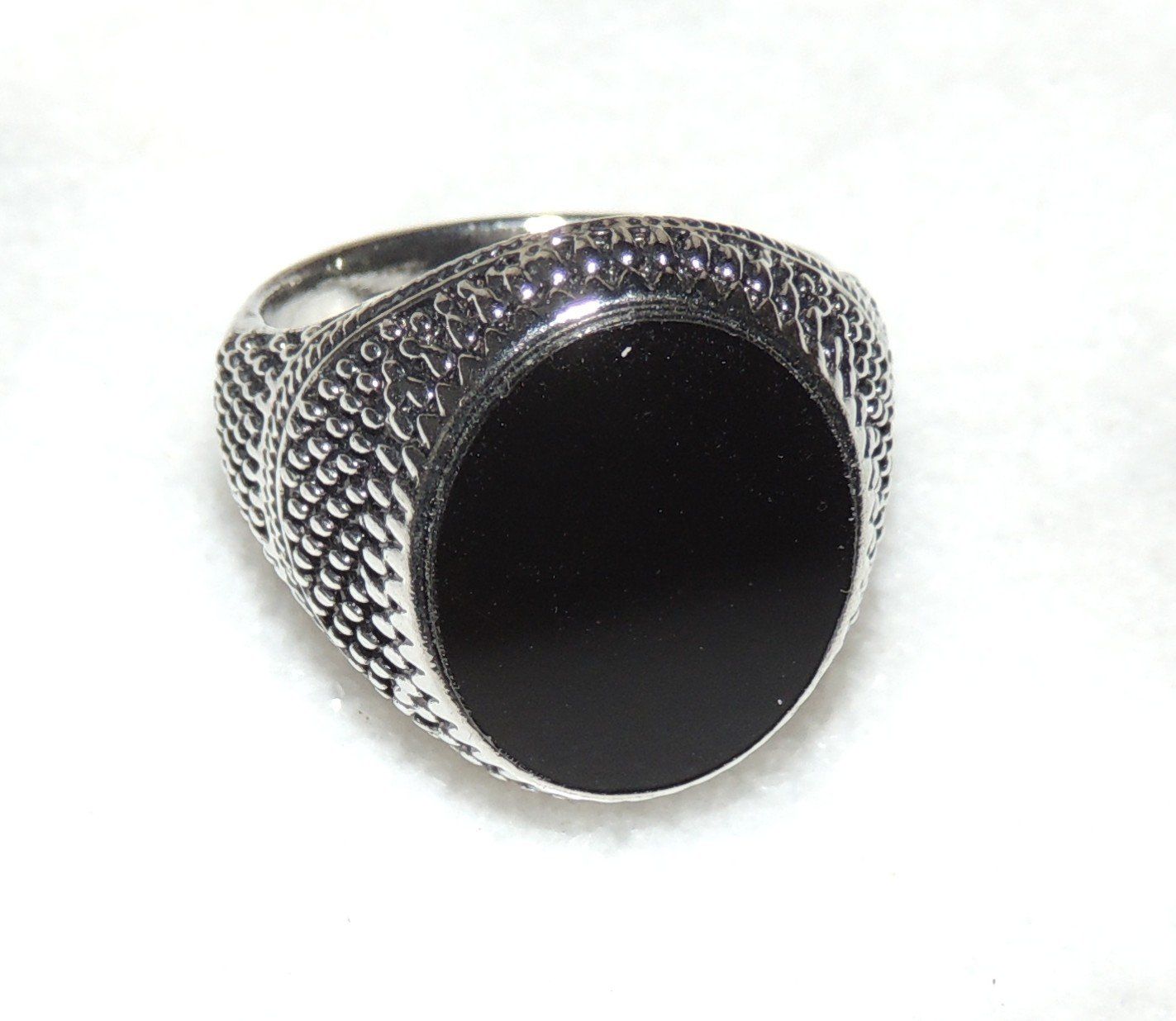 Anelli: SCHÖNER-RING METALL VERSILBERT ONYX OPTIK 65 – Nuovo (secondo la descrizione) da Au ZH venduto da FashionConsultant 3