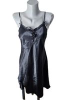 Negligée / Nachthemd Schwarz Satin Spitze Gr. S