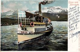 Zürich AK 1904 mit dem Dampfschiff Zürich