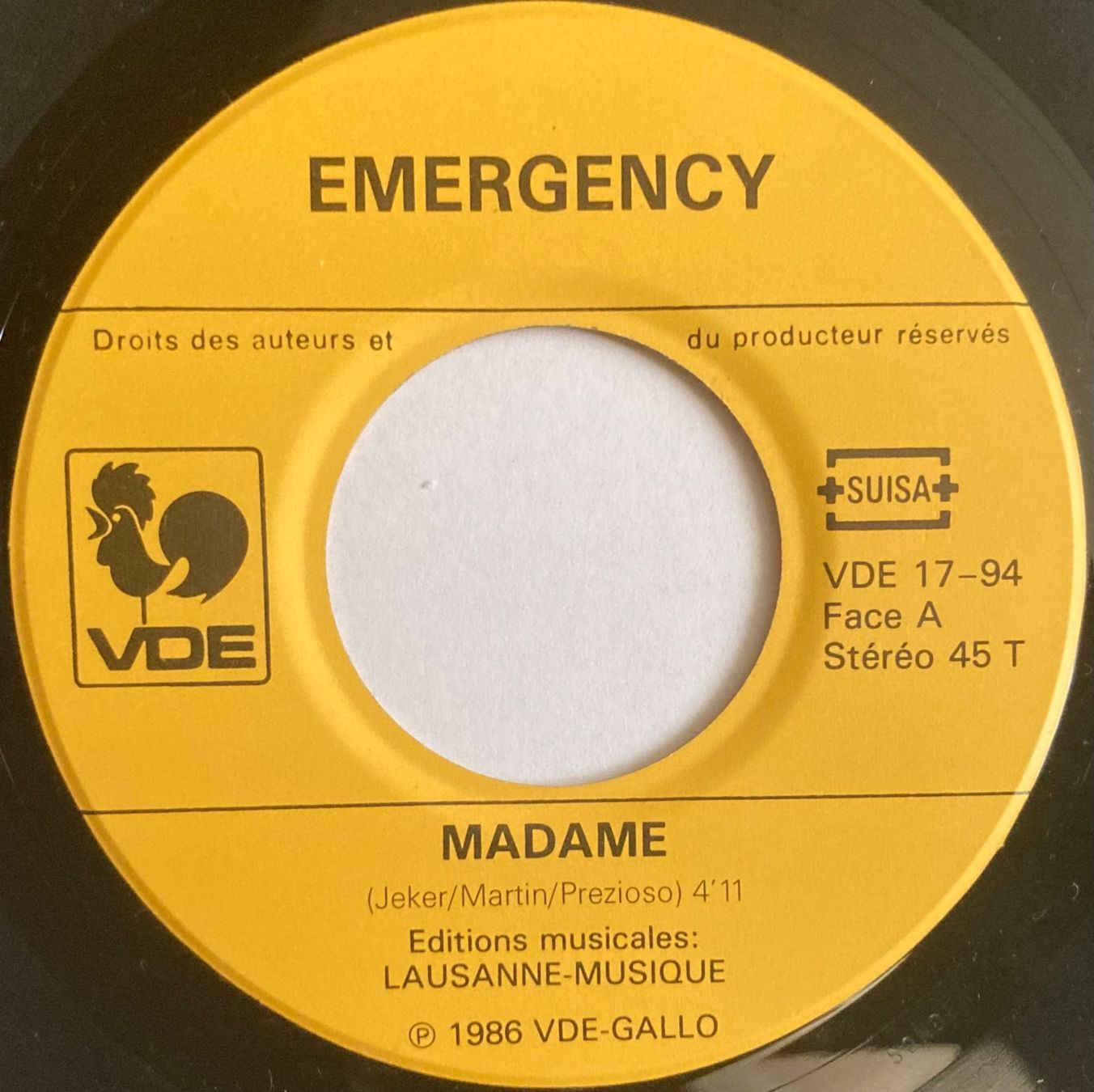 Dischi in vinile: EMERGENCY - MADAME – Usato da Poliez-Pittet venduto da Newtown-Records 2