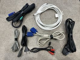 7x Kabel Konvolut – VGA PS/2 SCART USB Koax RCA Stromkabel