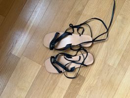 Sandales noires femme taille 37 à lacer été Schwarze Sandale