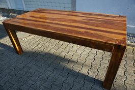 Älterer Ess- oder Gartentisch aus Akazie 100x200x77 cm