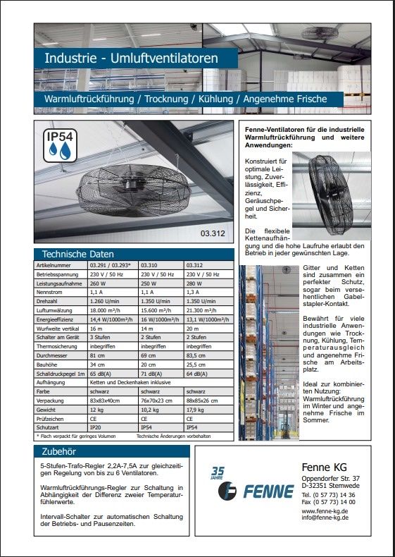 Ventilateurs: Industrie-Deckenventilator Fenne 03.293 – D'occasion à Neu St. Johann par car_m27x 2