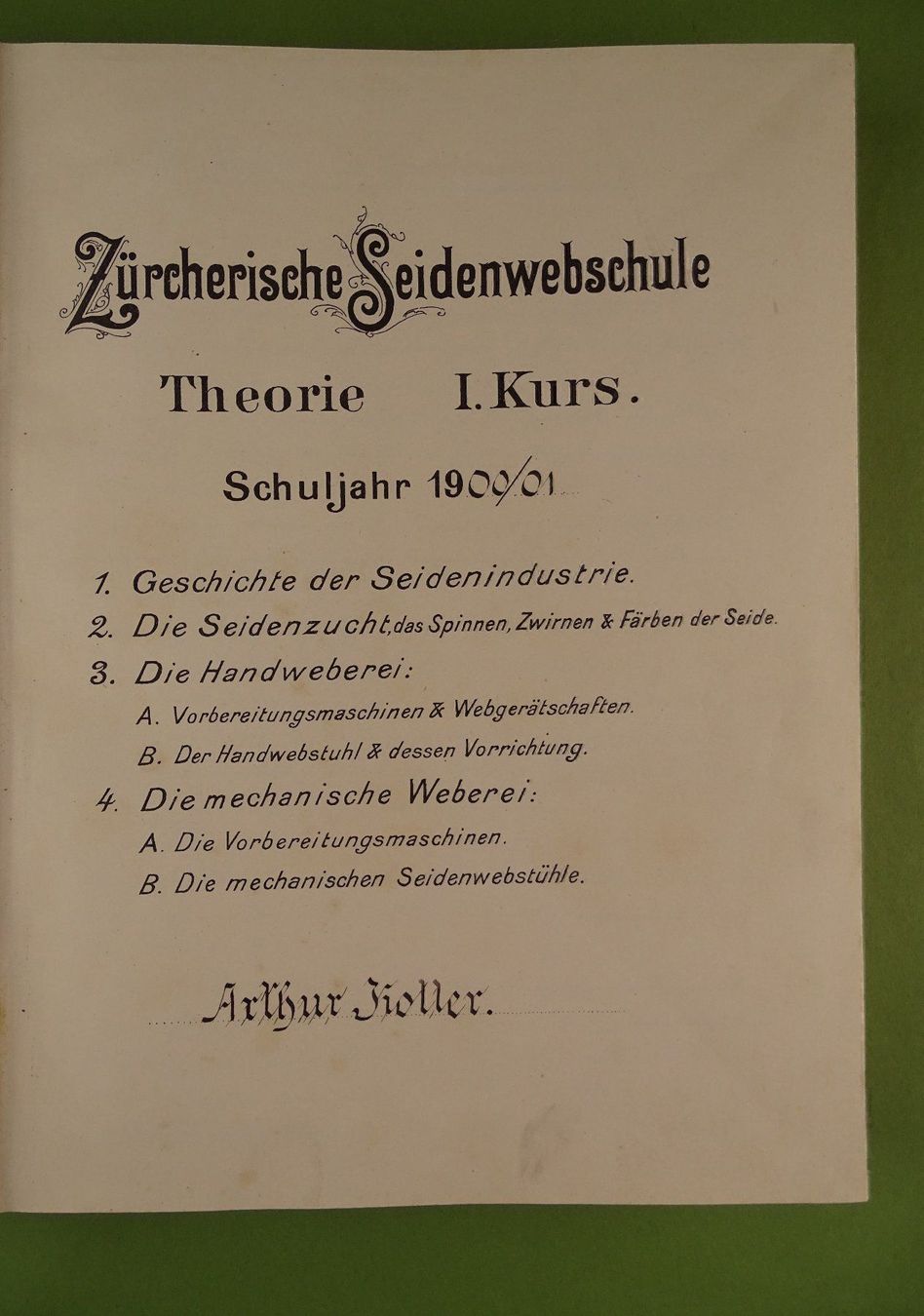 Libri: ZÜRCHERISCHE SEIDENWEBSCHULE KURS 1900 – Usato da Grüningen venduto da Kartensammler 1