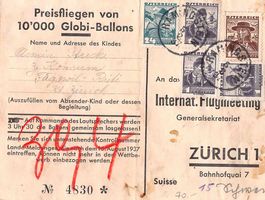 GLOBI Ballonflug vom FLUGMEETING Zürich 1937 RAMINGSTEIN