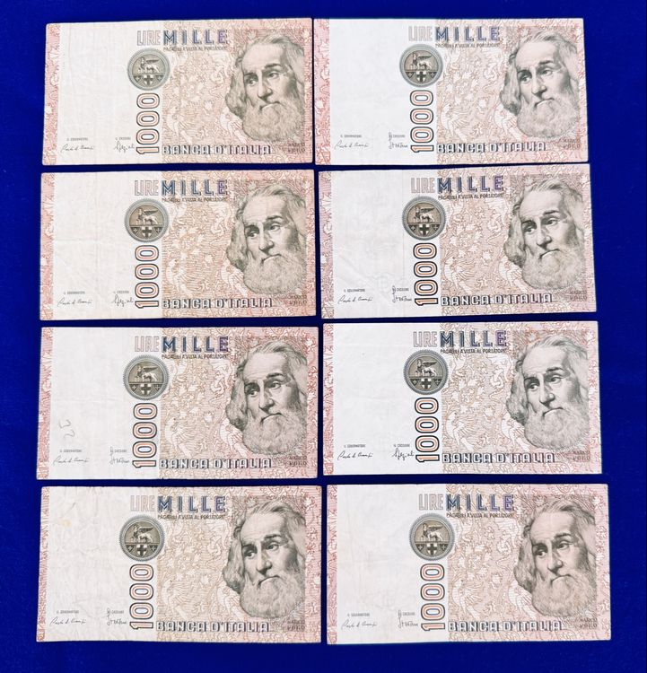 1000 Lire 1982 Italienische Banknoten 8xStück (Gebraucht) in ...