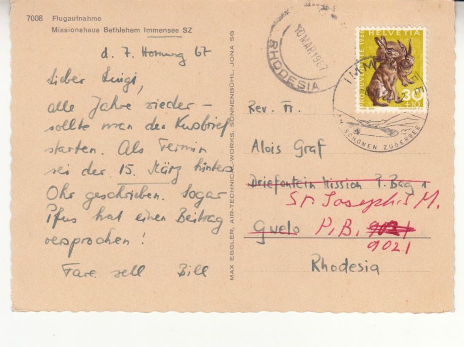 Cartoline postali: Immensee Missionshaus Flugaufnahme 1967 – Usato da Bürglen TG venduto da StampGraf 1