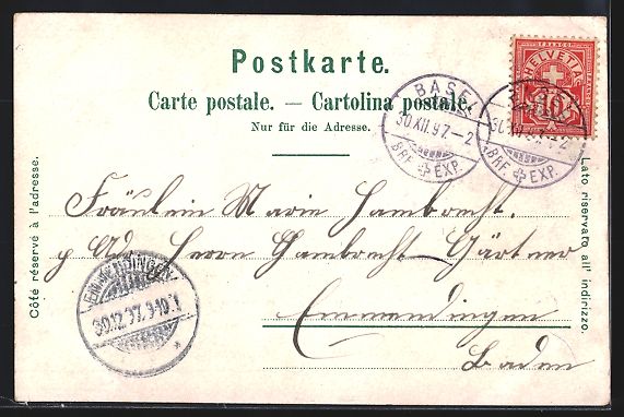 Cartoline postali: Litho Basel, Totalansicht, St. Elisabeth – Usato da Berlin venduto da bartko-reher 1