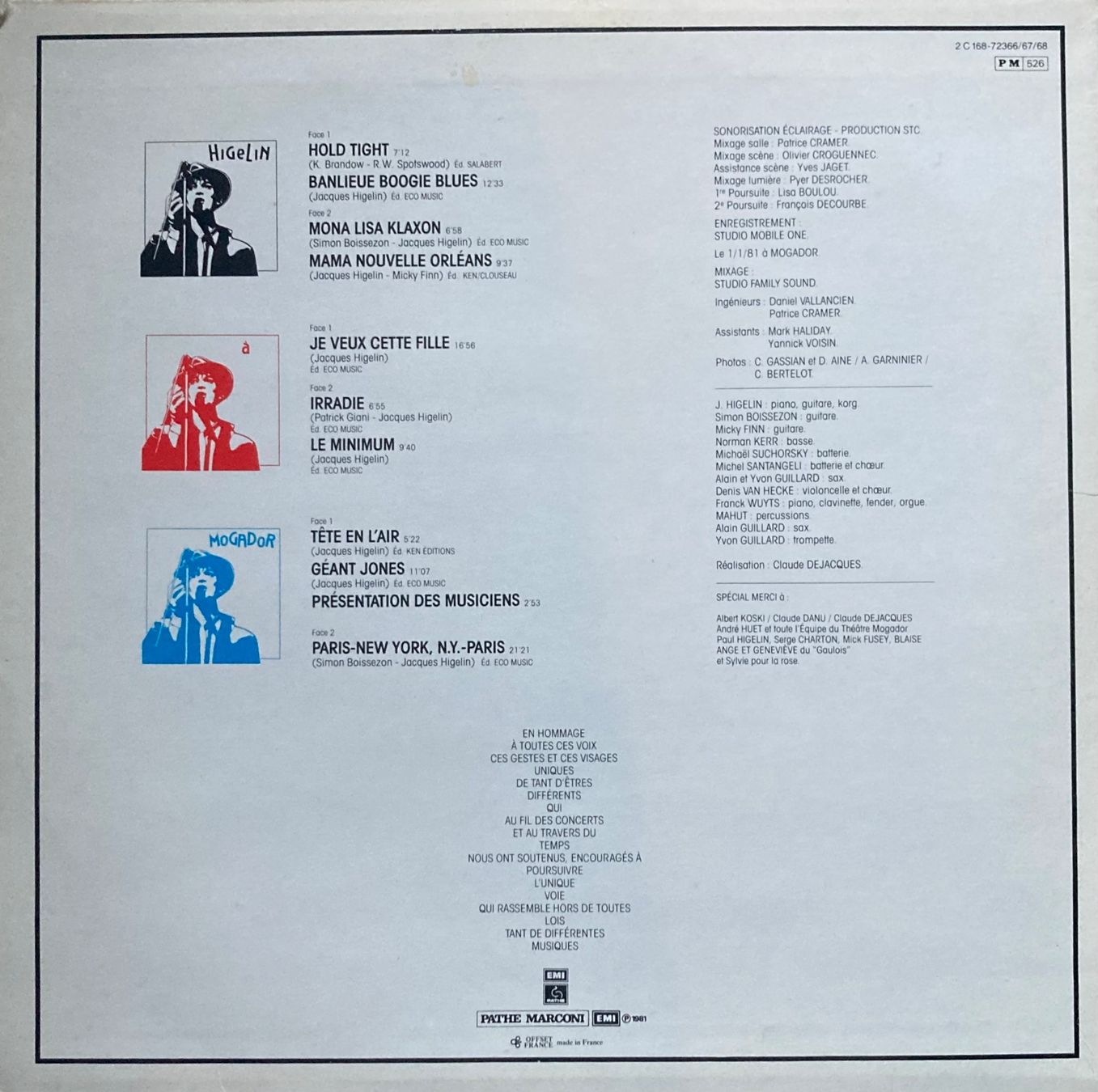Dischi in vinile: JACQUES HIGELIN - HIGELIN A MOGADOR – Usato da Poliez-Pittet venduto da Newtown-Records 1