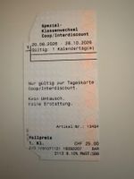 Tagesklassenwechsel für COOP/INTERDISCOUNT Tageskarte 2. Kl.