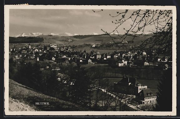 Cartoline postali: AK Huttwil, Teilansicht mit Bergen, 1939 – Usato da Berlin venduto da bartko-reher