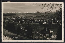 AK Huttwil, Teilansicht mit Bergen, 1939
