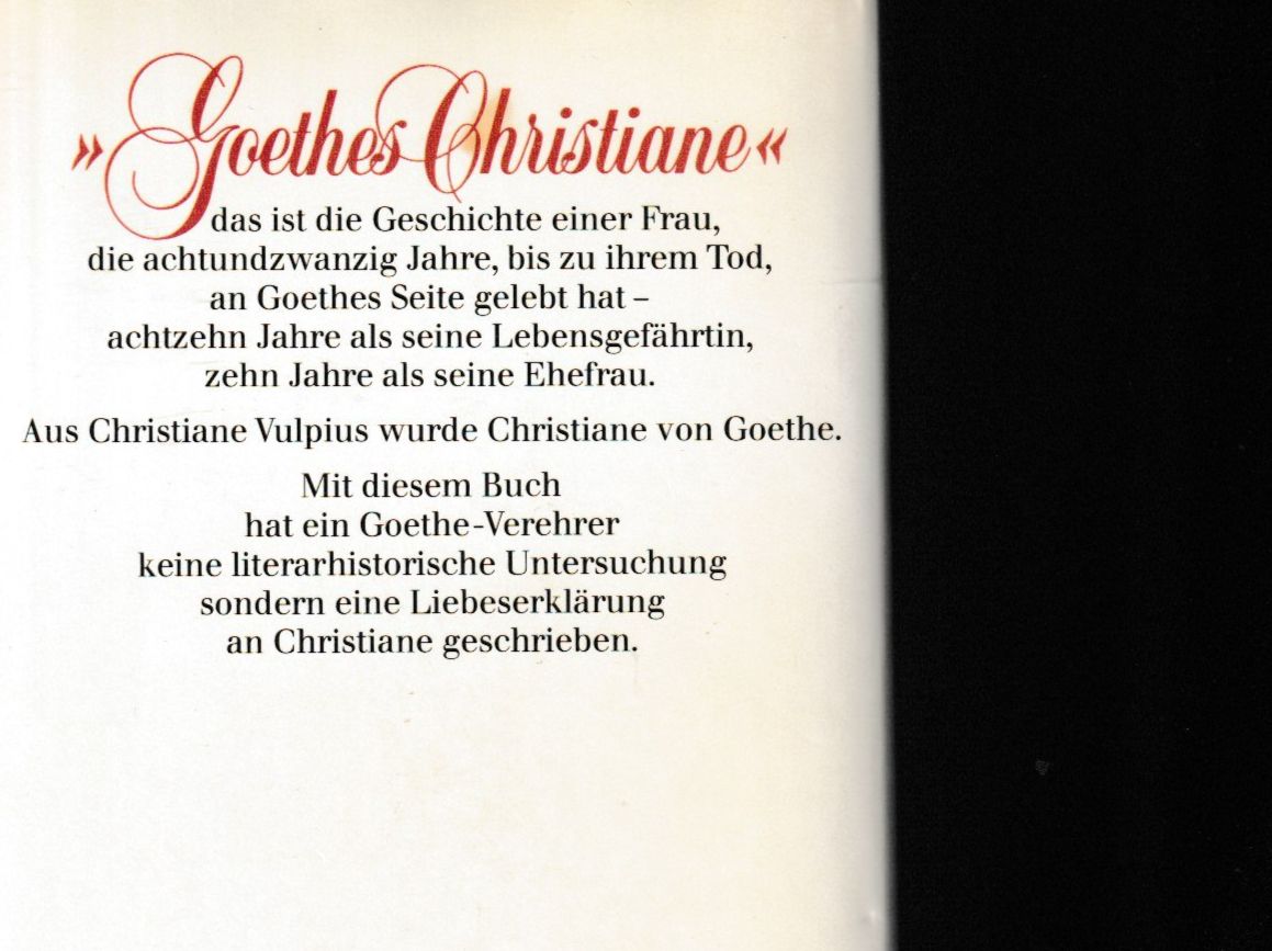 Libri: Goethes Christiane – Usato da Chur venduto da zowie72 1