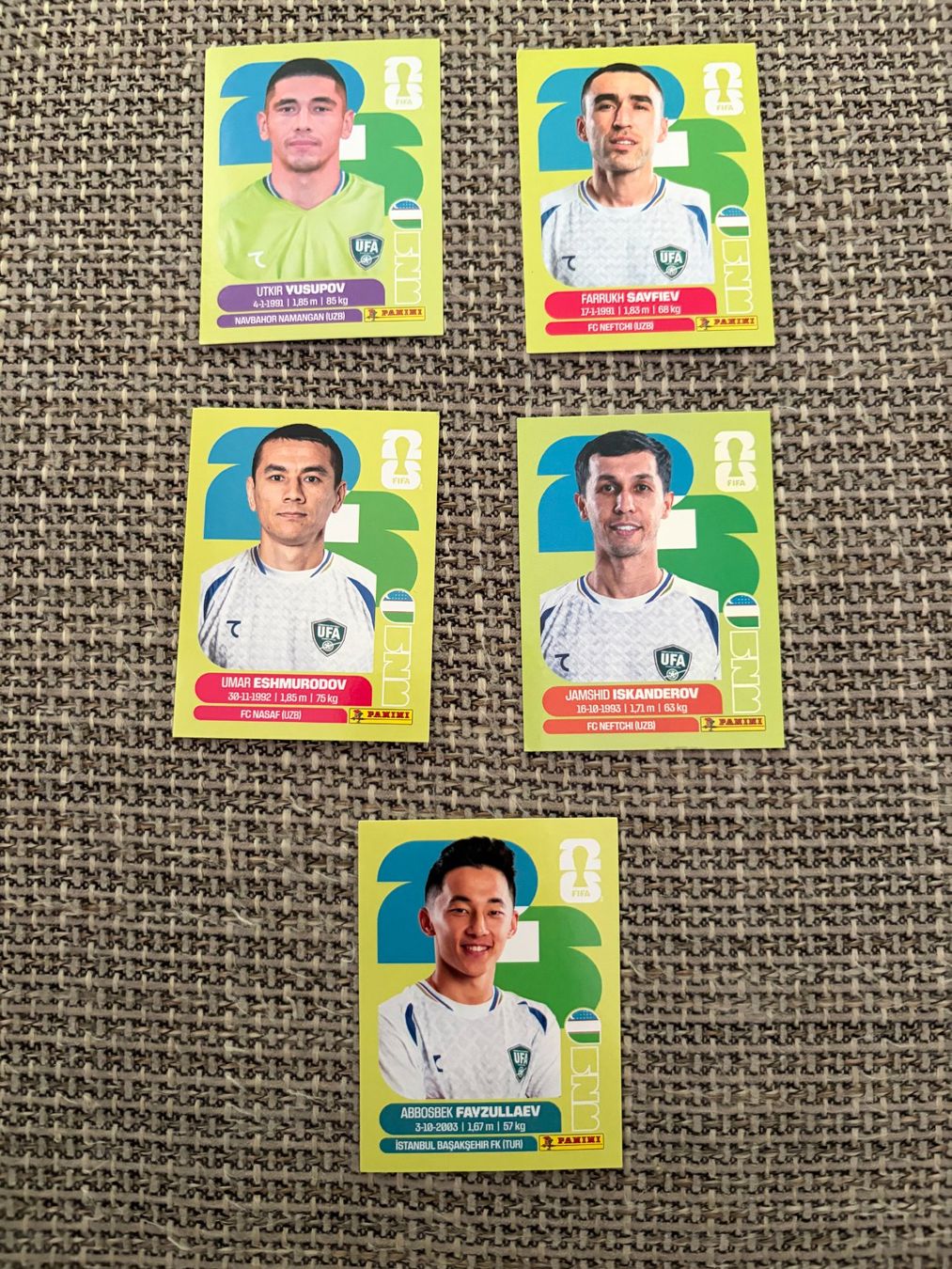 Panini Carte collezionabili: FIFA WM 2026 Panini UZB 2 / 3 / 5 / 12 / 20 – Usato da Egg b. Zürich venduto da pie_9jrw