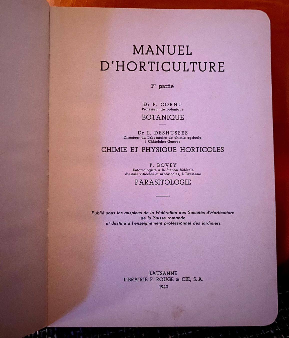 Libri: Manuel d’horticulture – Usato da Estavayer Le Lac venduto da sico1260 2