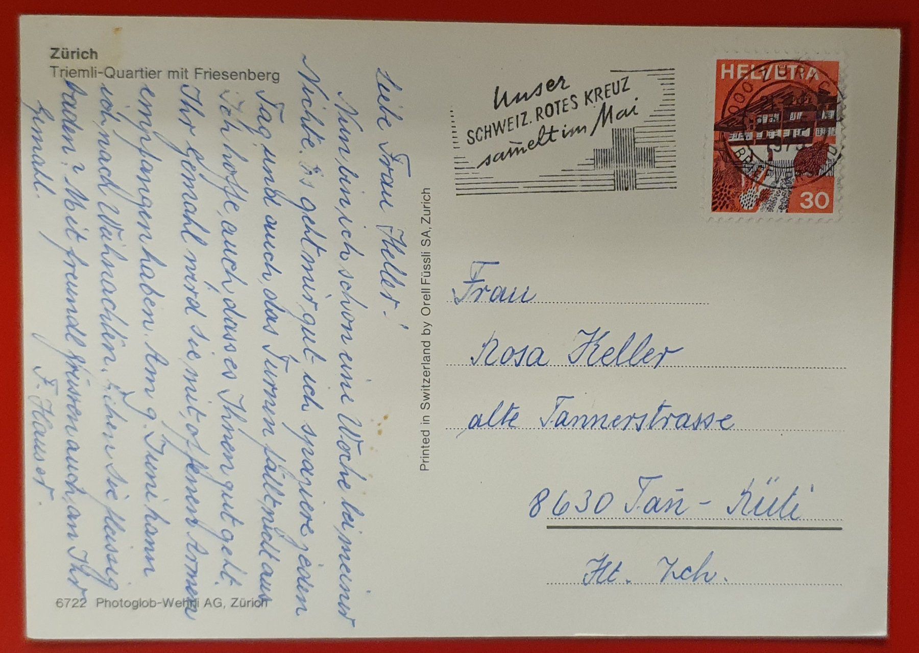 Ansichtskarten: Zürich 1975 - Tiemli- Quartier – Gebraucht aus Kreuzlingen von Rschweiz1 1