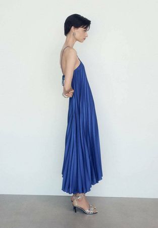 Mango Plissee-Kleid Dunkelblau – Grösse L 💙