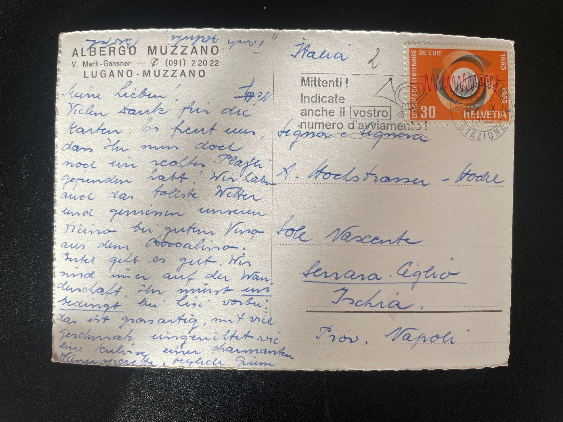 Ansichtskarten: AK TI Albergo Lugano - Muzzano – Gebraucht aus Thal von Danny82 1