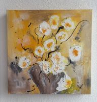 Gemälde - Abstrakt Bild mit gelben Blumen - wie neu