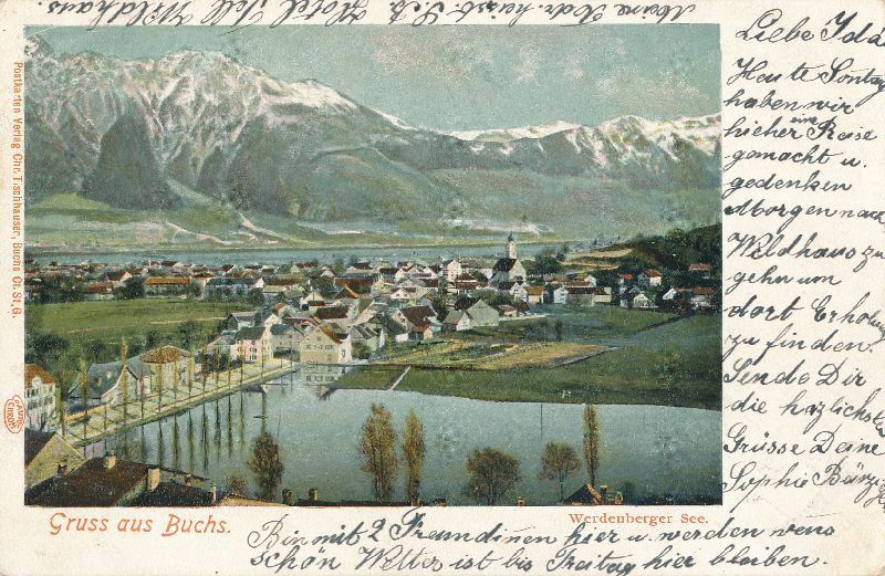 Cartoline postali: Buchs - Werderberger See + 1901 – Usato da Emmenbrücke venduto da teestube