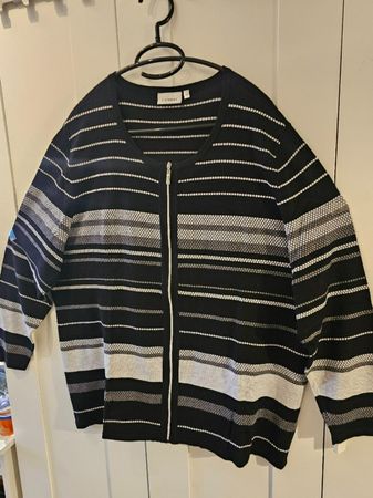 Canda Strickjacke, Schwarz/Weiss gestreift, von C&A, Gr. XXL