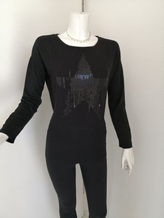 🤩S.OLIVER STRICK-PULLOVER SCHWARZ & STERN-PAILLETTENMUSTER