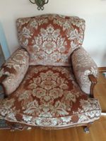 Canapé 3 places + 2 Fauteuils Louis XV – bois sculpté, tissu