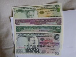 Mozambique Banknoten, verschiedene Jahrgänge,  Zustand, Neu