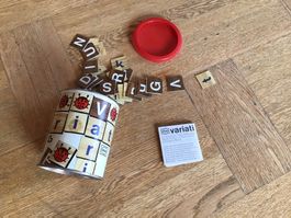 Buchstabensteine Spiel Variati mit Dose und Anleitung