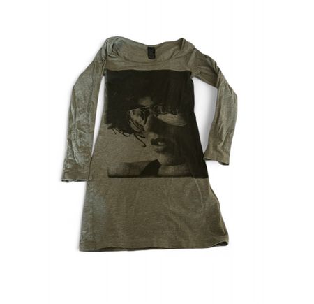 Kleid langarm grau Grösse M mit Print