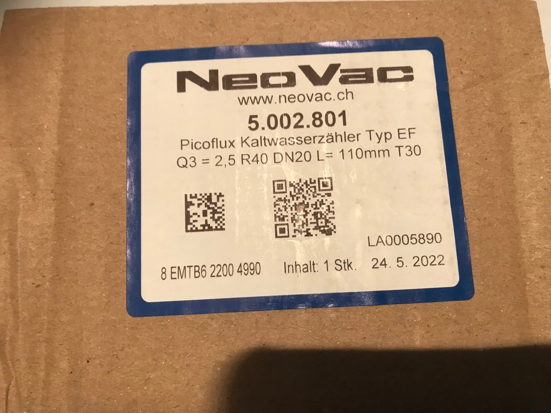 Misurare: Kaltwasserzähler Neo Vac, 3/4" – Nuovo e nell'imballaggio originale da Winterthur venduto da efant12 2