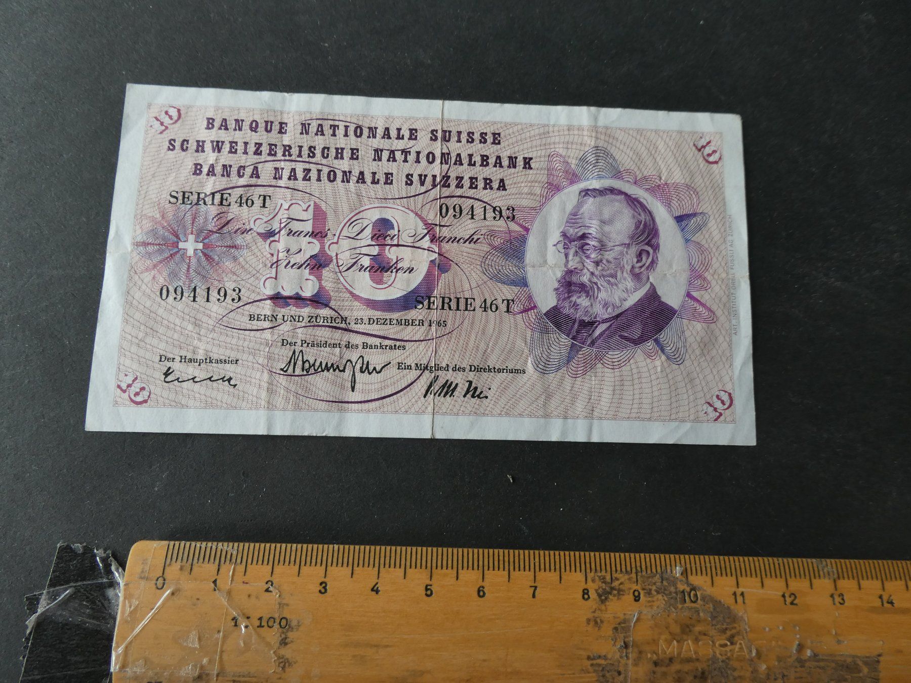 Banconote: Schweiz 1965, 10 Franken – Usato da Hinterforst venduto da Rohusri