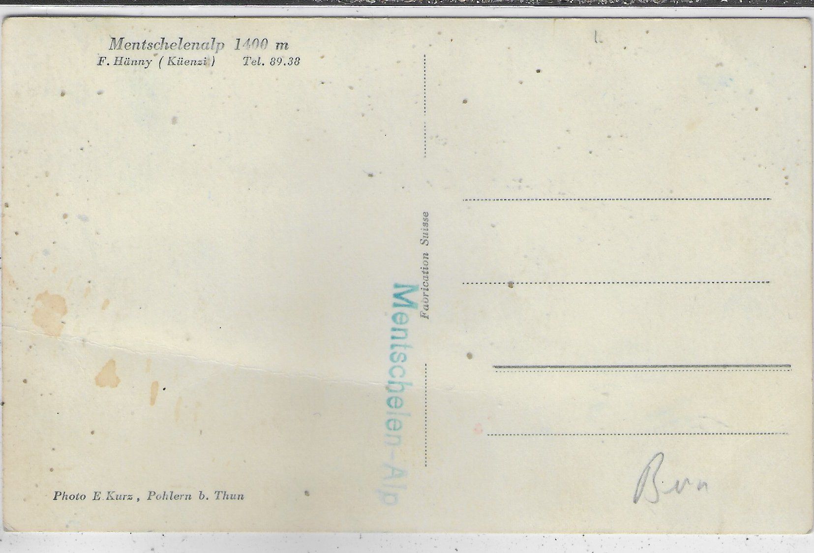 Cartes postales: Mentschelenalp - Pohlern – Défectueux à Ettingen par Kartenplanet 1