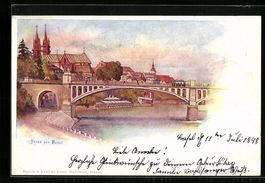 Basel, Teilansicht mit Brücke und Stras