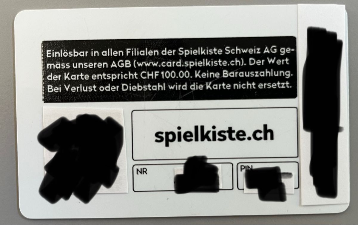 Buoni: Spielkiste Gutschein CHF 100 – Nuovo e nell'imballaggio originale da Zürich venduto da NeoG. 1