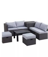 Loungemöbelset Stahl grau 7-teilig
