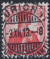 ZÜRICH (INDUSTRIEQUARTIER) 3.XII.13 Vollstempel auf Helvetia