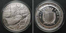 MALTA 10 Euro 2019, SUEZKANAL, Silber PP