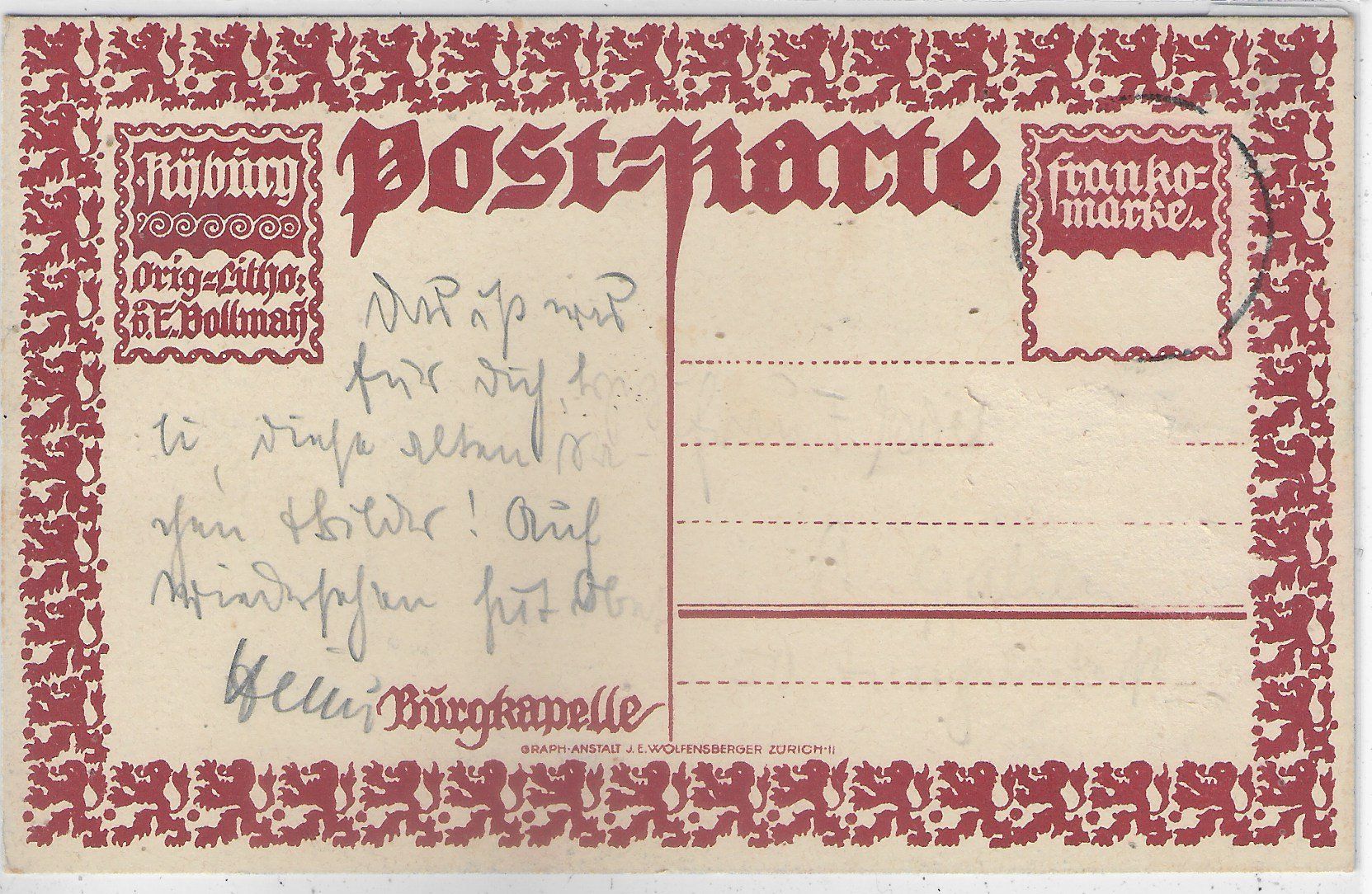 Cartes postales: Kyburg - Bürgkapelle - Litho E. Bollmann – D'occasion à Ettingen par Kartenplanet 1