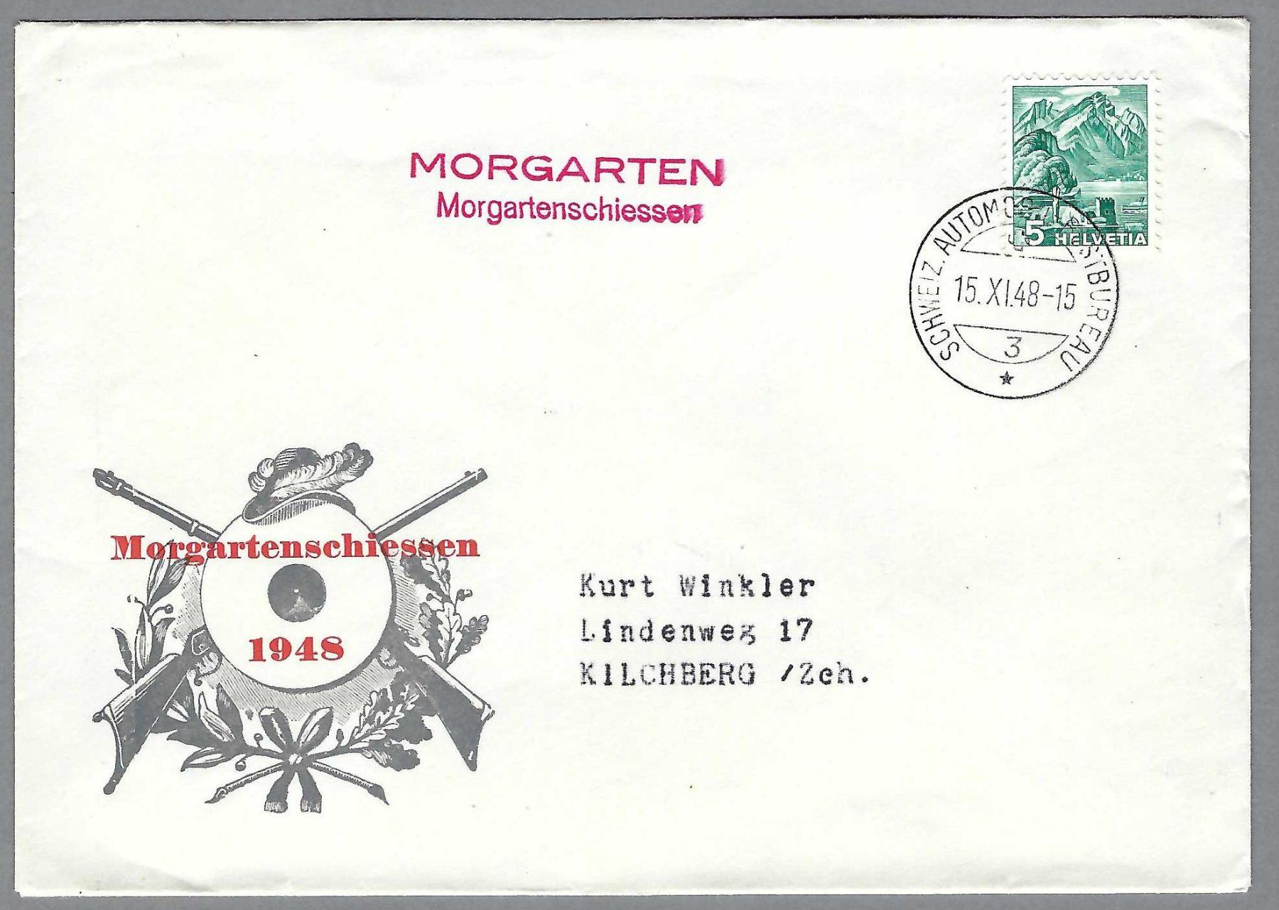 Tutti i francobolli: 1948, MORGARTENSCHIESSEN, OFF. BRIEF, ILLUSTRIERT – Usato da Pura venduto da ulisse1957