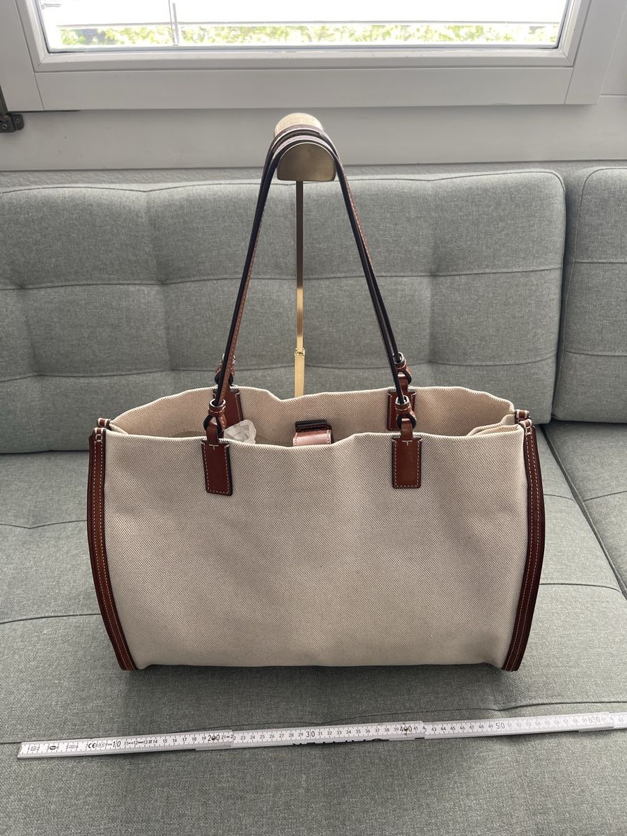 Tory Burch Taschen für Damen: Tory Burch Tasche Canvas Leder Beige – Gebraucht aus Cham von pri_9ktk 1