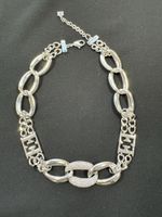 Silver Statement Necklace with Rhinestones by Escada